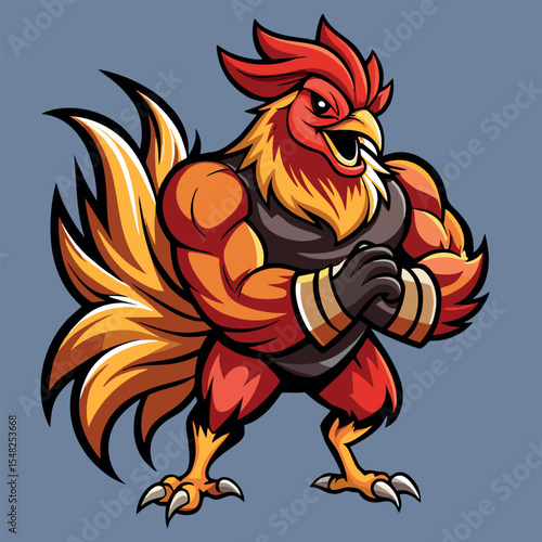 design logo icon illustration mascot rooster fighting