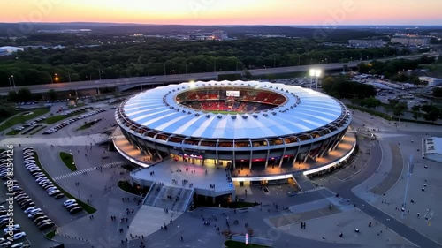 Spectacular aerial view captures the excitement around a major stadium