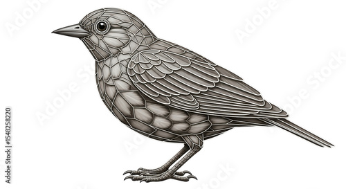 Bild auf Leinwand Isolated Wren Bird Geometric
