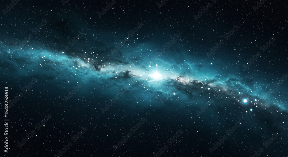 Fototapeta premium A Captivating Display of Cosmic Brilliance Shimmering Nebula Strewn with Stars Galactic Wonders Unveiled in a Tapestry of Light