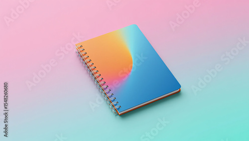 Vibrant Gradient Spiral Notebook Mockup Colorful Design for Branding and Stationery