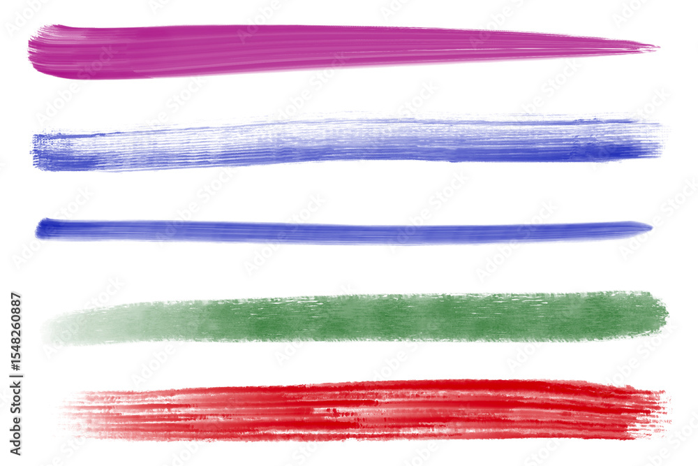 Obraz premium Set of thick dry brush strokes isolated on transparent background. Acrylic, oil painting textures, hand drawn thick lines, banners, sketchy horizontal lines, black ink marks 