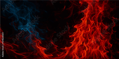 Abstract red light blue smoke and flame patterns create a dark, fiery background with a burning motion design (4)