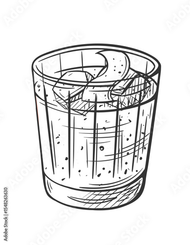 Negroni cocktail hand drawn