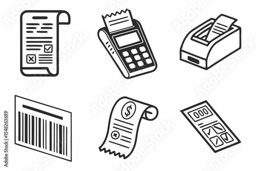 Payment and billing icons isolated on white background