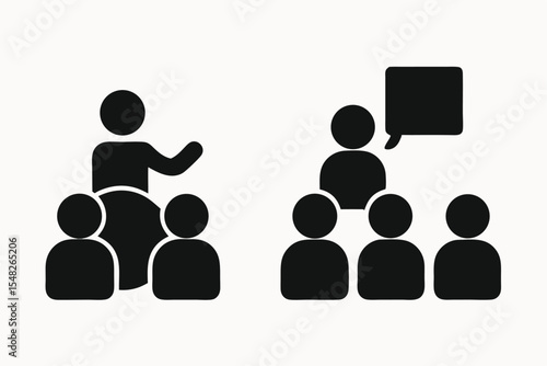 Effective Presentation and Communication Icons Speaker, Audience, and Dialogue
