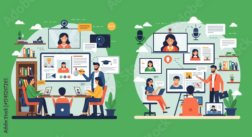 Online Education Virtual Classroom, Remote Learning, E-learning, Webinar, Video Conferencing