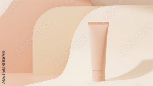 A clear and simple name for the image could be
Woman applying face cream with cosmetic products isolated on white background