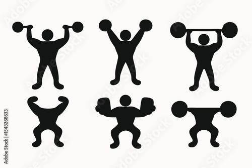 Collection of Weightlifting Icons Strongman Silhouettes for Fitness Designs