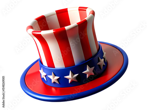 Patriotic top hat red white and blue american flag stars and stripes illustration