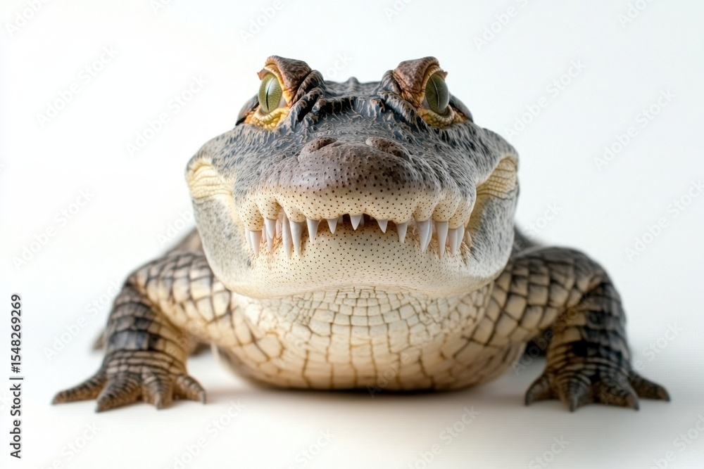 Fototapeta premium Stunning Close-up of a Fierce Alligator with Sharp Teeth and Bright Eyes, Capturing the Beauty of Nature's Reptilian Predators