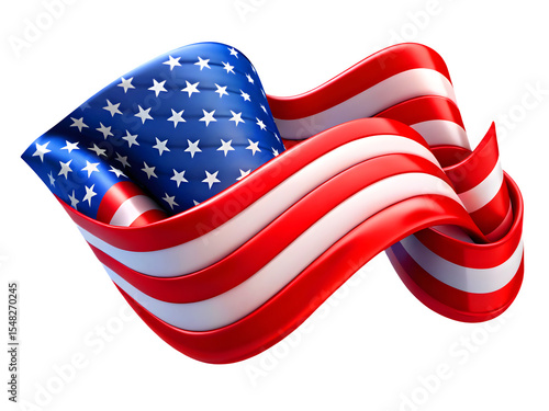 American flag waving illustration patriotic symbol usa united states of america, 3D in png, 4th
