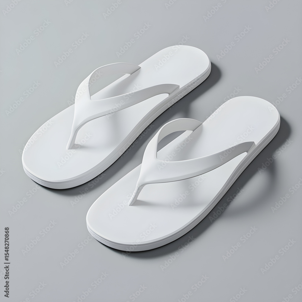 Empty white flip flops on neutral gray background, soft studio lighting, natural shadows, multiple angles, photorealistic product visualization, clean minimal mockup template, ultra-detailed Empty white flip flops on neutral gray background, soft studio lighting, natural shadows, multiple angles, photorealistic product visualization, clean minimal mockup template, ultra-detailed