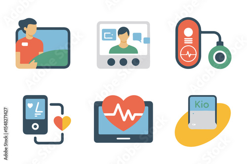 Healthcare and medical icons illustrating digital healthcare concepts