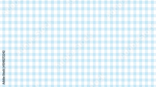 Light blue gingham tablecloth seamless pattern background