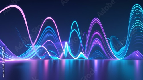 Futuristic Glowing Sound Waves on Dark Background