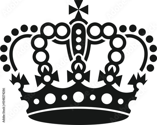 Silhouette Crown Icon Vector in Black on White Background