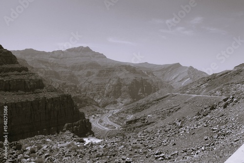 Monochrome image of Jebal Jais