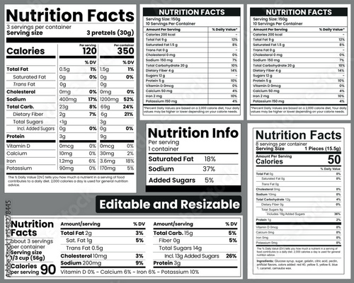 Nutrition facts, Supplement facts, Nutrition facts template, Editable nutrition label template, nutritional value, nutrition list,information label, food calories nutrition facts