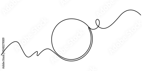Continuous one line circle stroke, Hand drawn circle frame on white background. one line drawing vector illustration, drawing circle doodle line grunge frame abstract art. Round frame sketch outline .