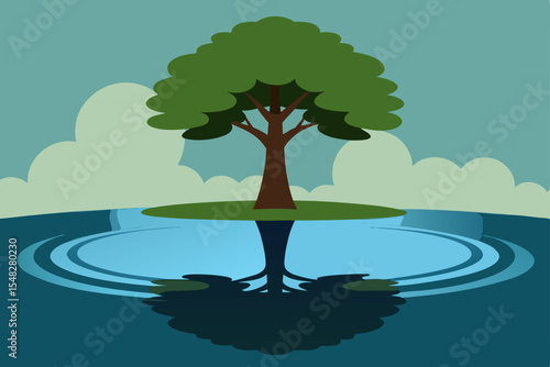 green tree on the water
