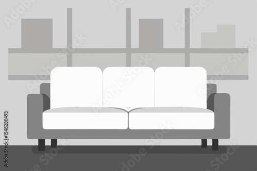 white sofa with grey pillows in industrial loft