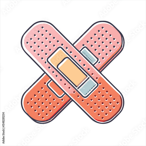 Playful Cross Bandage Illustration for First Aid and Healing Concepts