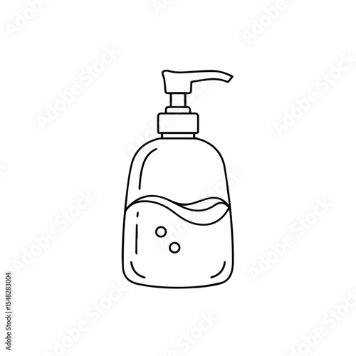 Soap dispenser bottle with pump top.  Simple soap dispenser design perfect for bathroom, kitchen, or handwashing station. Clean soap dispenser illustration ideal for hygiene product packaging,