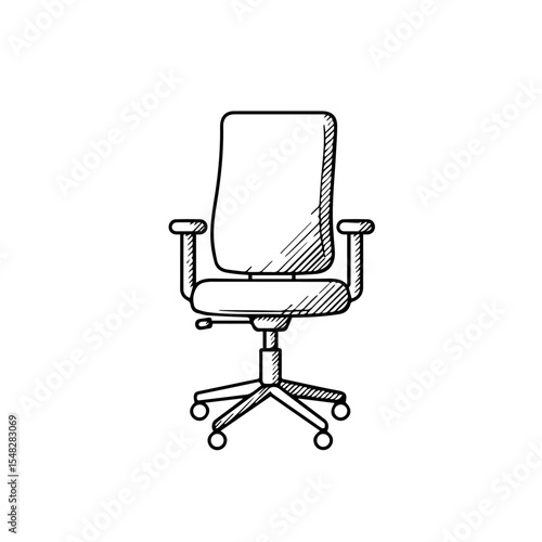 Office chair sketch design. Comfortable office chair illustration perfect for office design project. Stylish office chair drawing for corporate branding and marketing materials.
