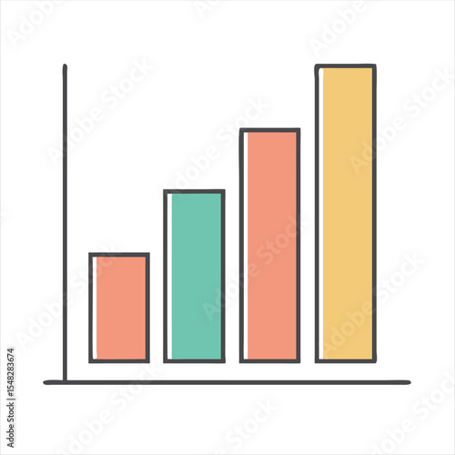 Hand drawn bar graph showing an increasing trend for business analysis