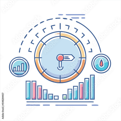 Infographic vector illustration showcasing business analytics and performance measurement tools