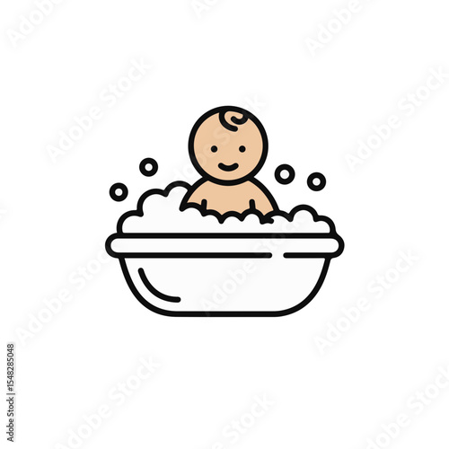 A baby enjoying a relaxing bath in a tub filled with bubbles.
