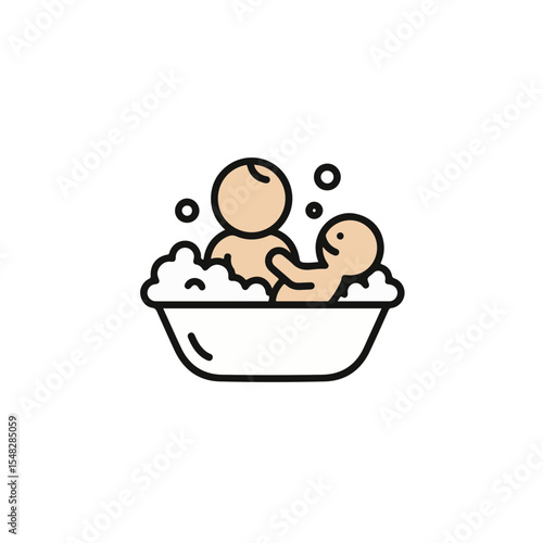 Baby bath time in a tub full of bubbles.