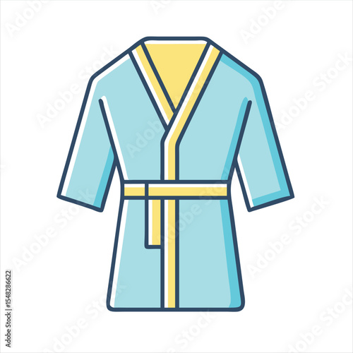 Stylish blue and yellow bathrobe illustration for relaxation and spa services