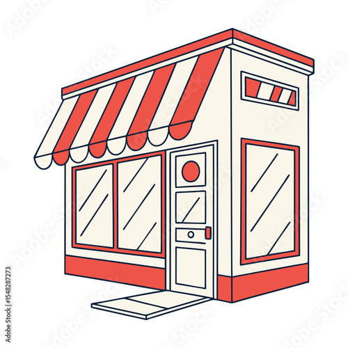 Simple cartoon illustration of a small shop building