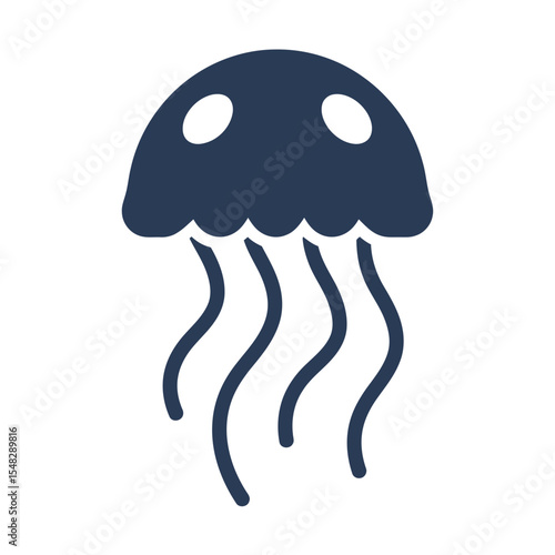 Jellyfish silhouette in dark blue color design  