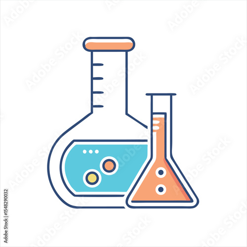 Laboratory glassware filled with colorful liquids perfect for scientific experiments