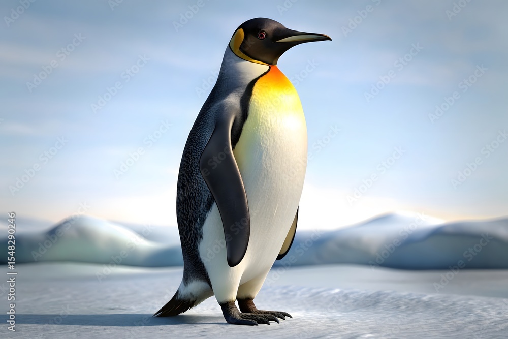 Fototapeta premium Majestic Emperor Penguin in Antarctic Landscape Wildlife Photography
