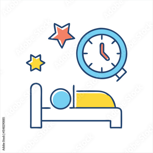 Illustration depicting sleep, bedtime, rest and the importance of sleep schedules
