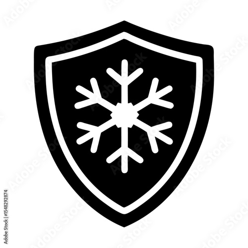 A snowflake in a shield vector icon design