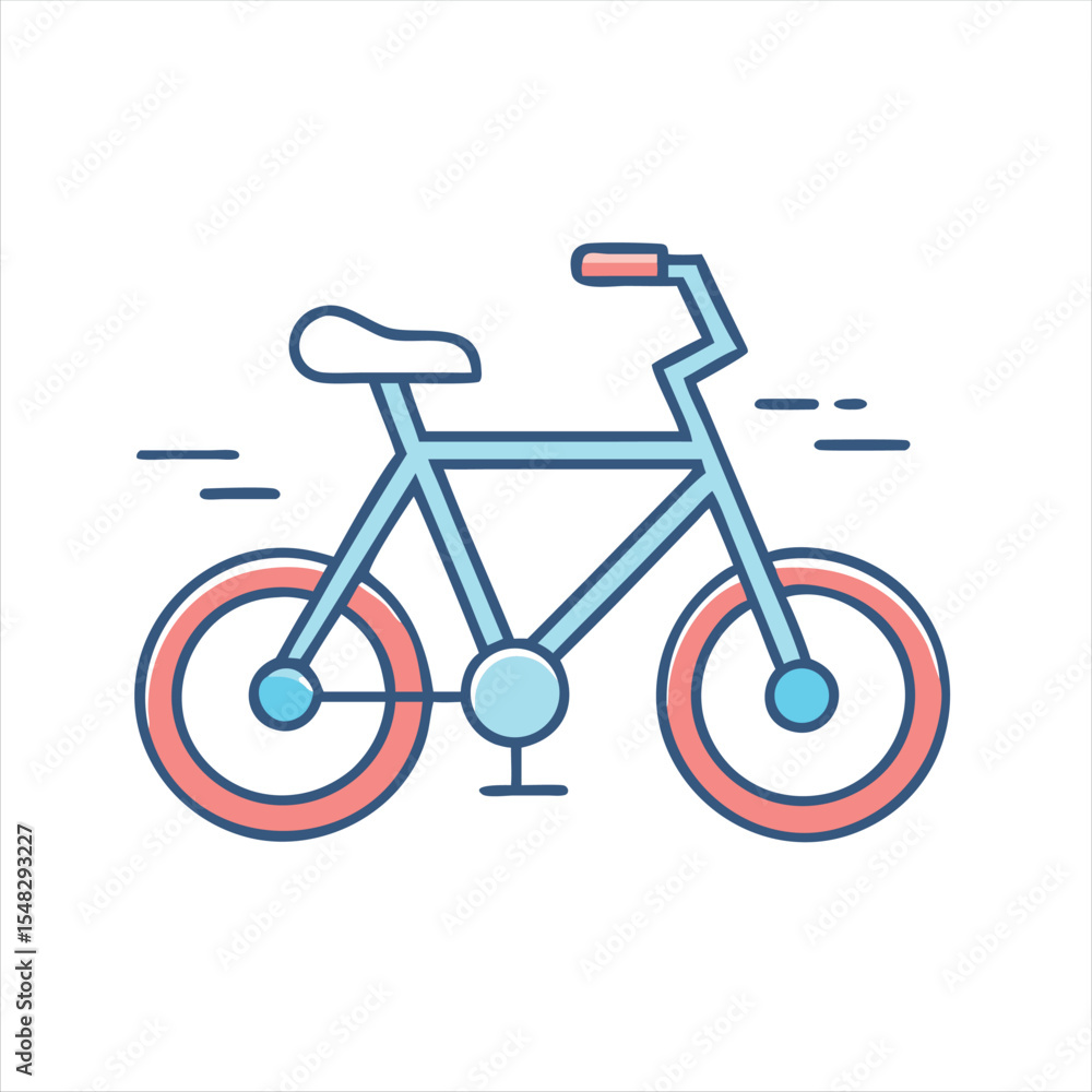 Fototapeta premium Stylish flat vector illustration of a modern blue and red bicycle