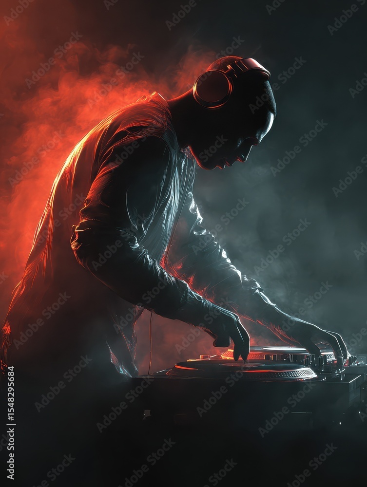 Fototapeta premium Dj night dance club disco musician stage party mixing music