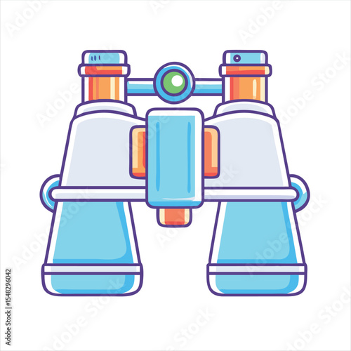 Cartoon Binoculars with Blue and Orange Details Ready for Exploration