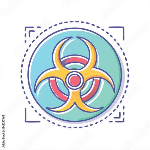 Biohazard Symbol in Circular Frame Represents Infection Control and Safety