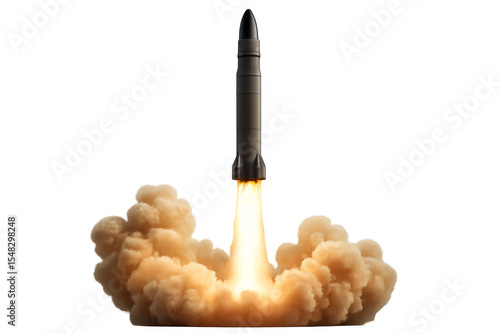 Obraz na płótnie Intercontinental ballistic missile launching with transparent background