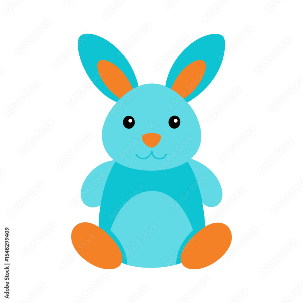 Fototapeta premium Stuffed bunny clipart vector illustration of cute toy on white background