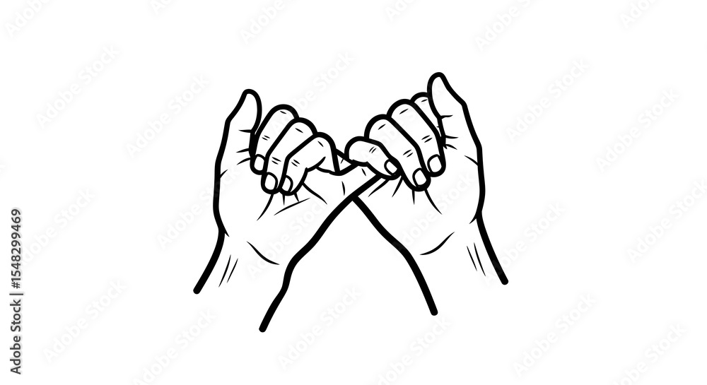 Obraz premium Intertwined Hands in Friendship, Black and White Style