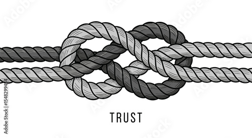 Illustration of a Gray and White Rope Knot with "TRUST" Text