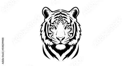 Intricate Black and White Tiger Head Design