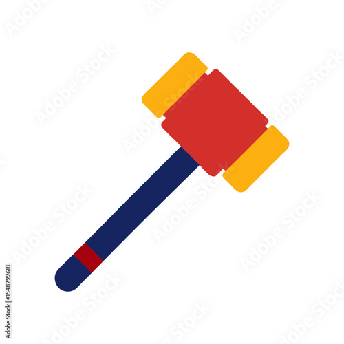 Toy hammer clipart vector illustration of pretend play tool on white background